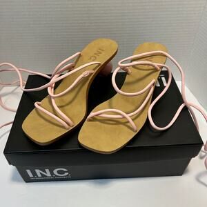 INC Chedel Pink Lace Up Wrapping Ankle Tie Dress Sandals 6.5M‎